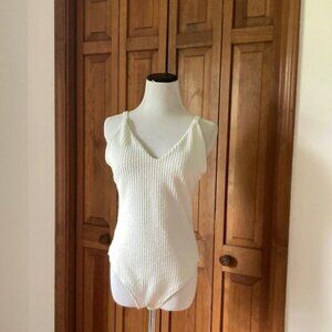 Cream One Piece Bathing Suit, Size S